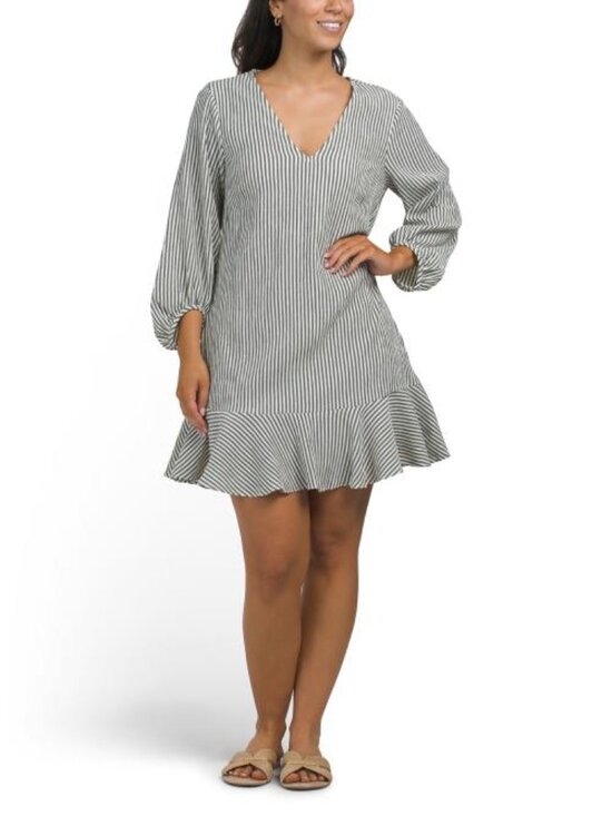 London Times Dresses & Skirts - LONDON TIMES V-neck Bishop Flounce Shift Mini Dress